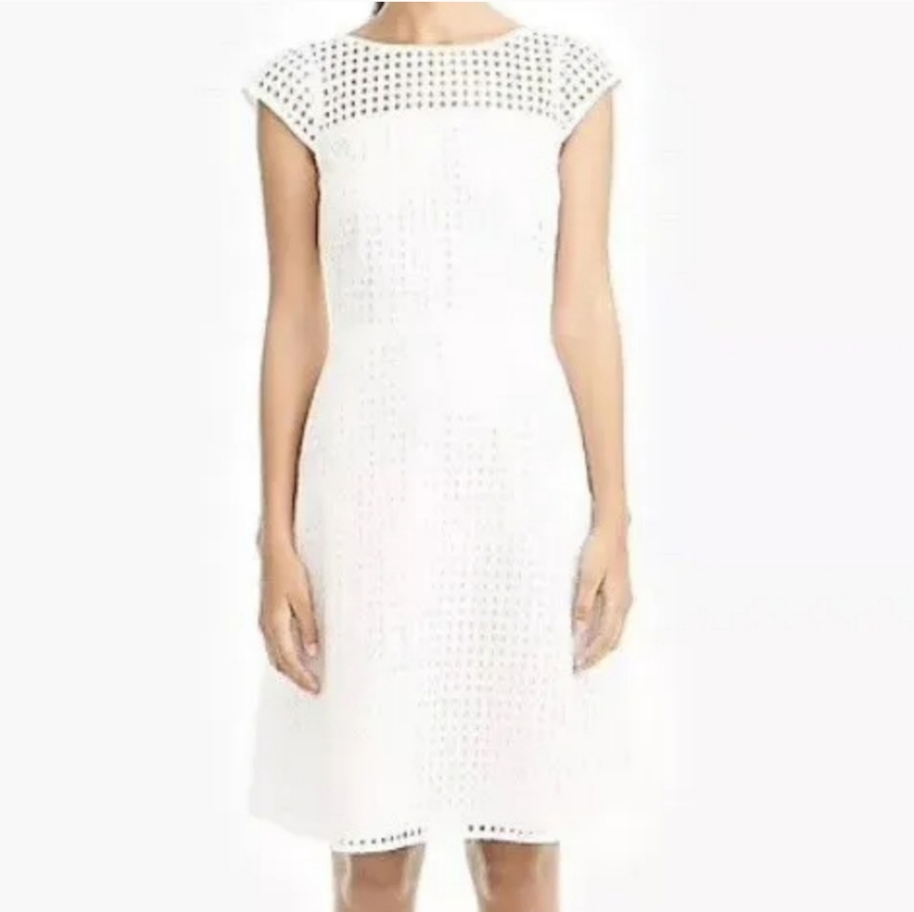 J. Crew Eyelet Dress with Zipper and Keyhole Closure - White - Size 2